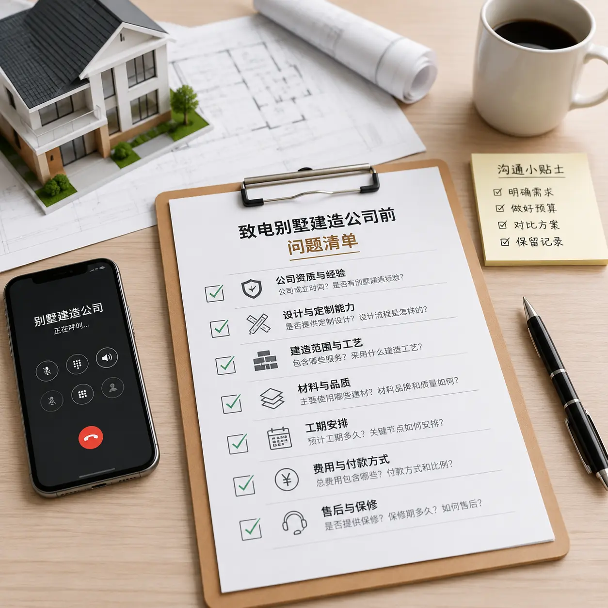 在陕西拨打别墅建造公司电话前的准备工作